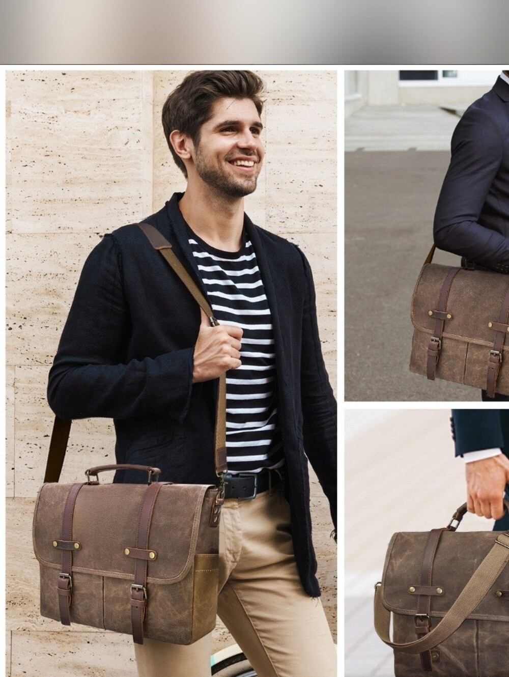 New Newhey Brown Canvas Messanger Bag